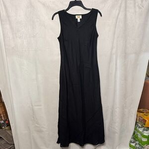 Talbots Black Midi Sleeveless V-Neck Dress